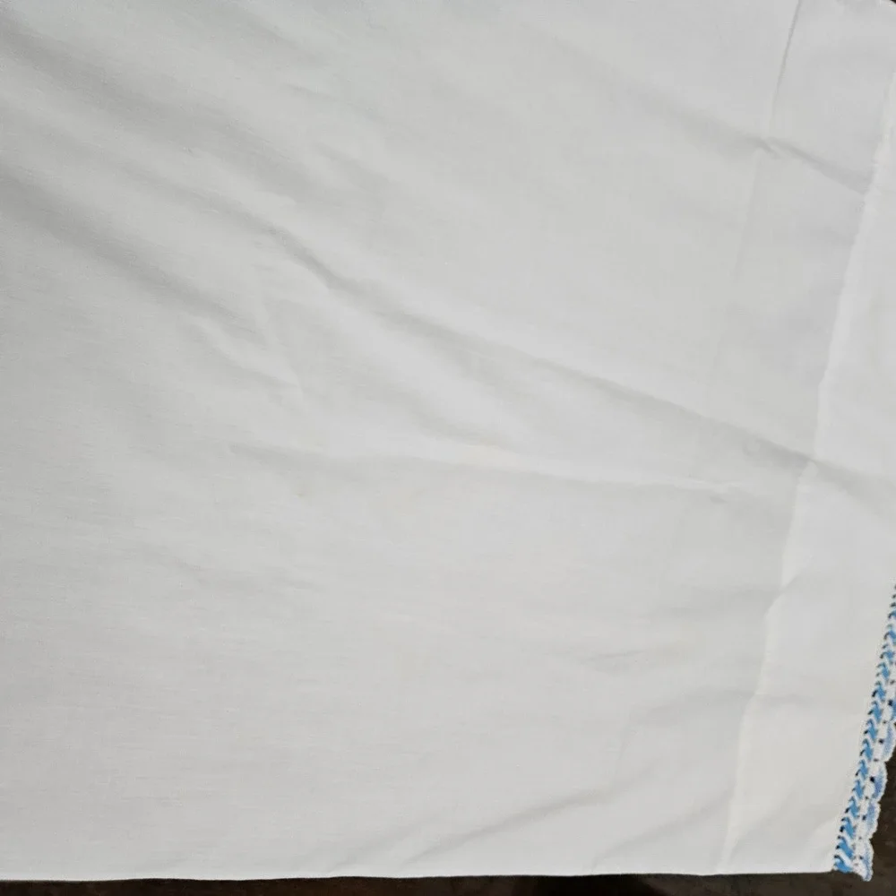 Cannon Pacific Pillowcase Set Standard White Pink Blue Crochet Lace Vintage 3pc
